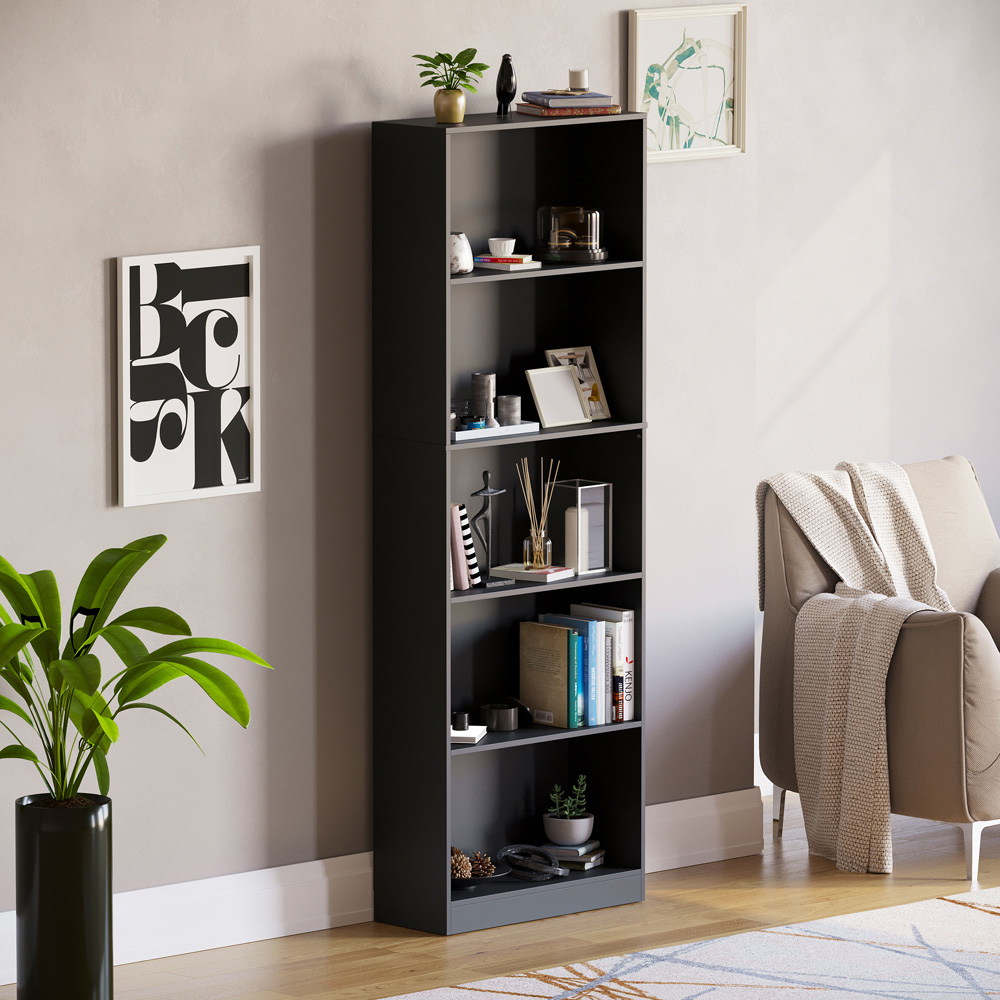 Vida Designs Cambridge 5 Shelf Black XL Bookcase  Image 5