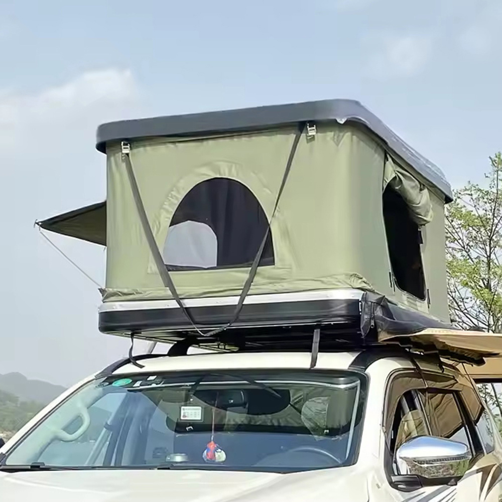 Living and Home Green Hard Shell Car Roof Tent with Retractable Ladder 210 x 130cm Image 3