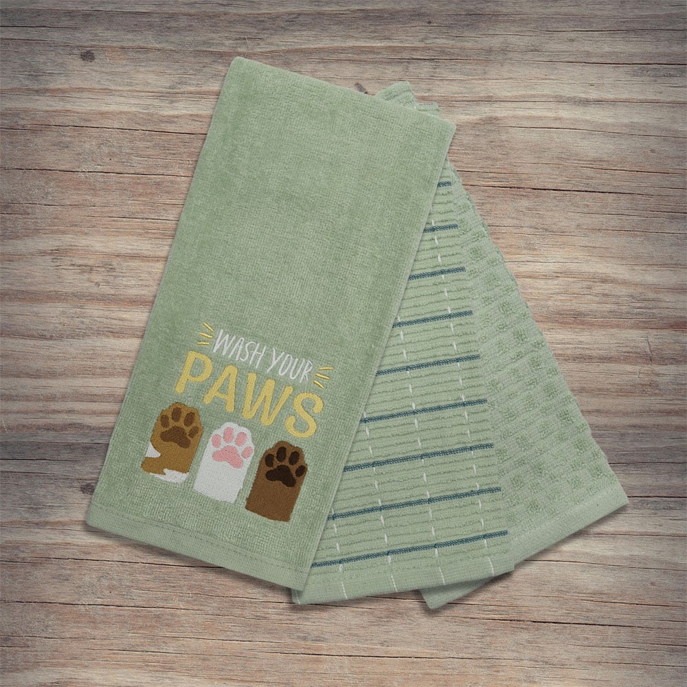 Kitchen Trends 3 Piece Wash Your Paws Tea Towel Set Image 2