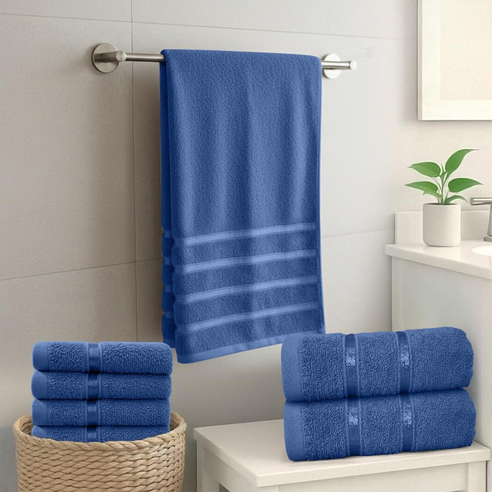 Smart Living Boston 8 Piece Royal Blue and Navy Towel Bale Set Image 3