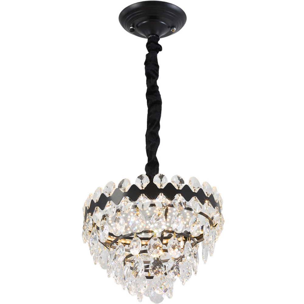 Living and Home Black Iron Crystal Chandelier LED Pendant Light Image 5