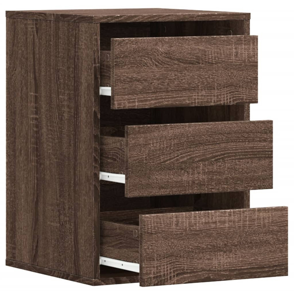 vidaXL 3 Drawer Brown Oak Wooden Chest of Drawers Image 4