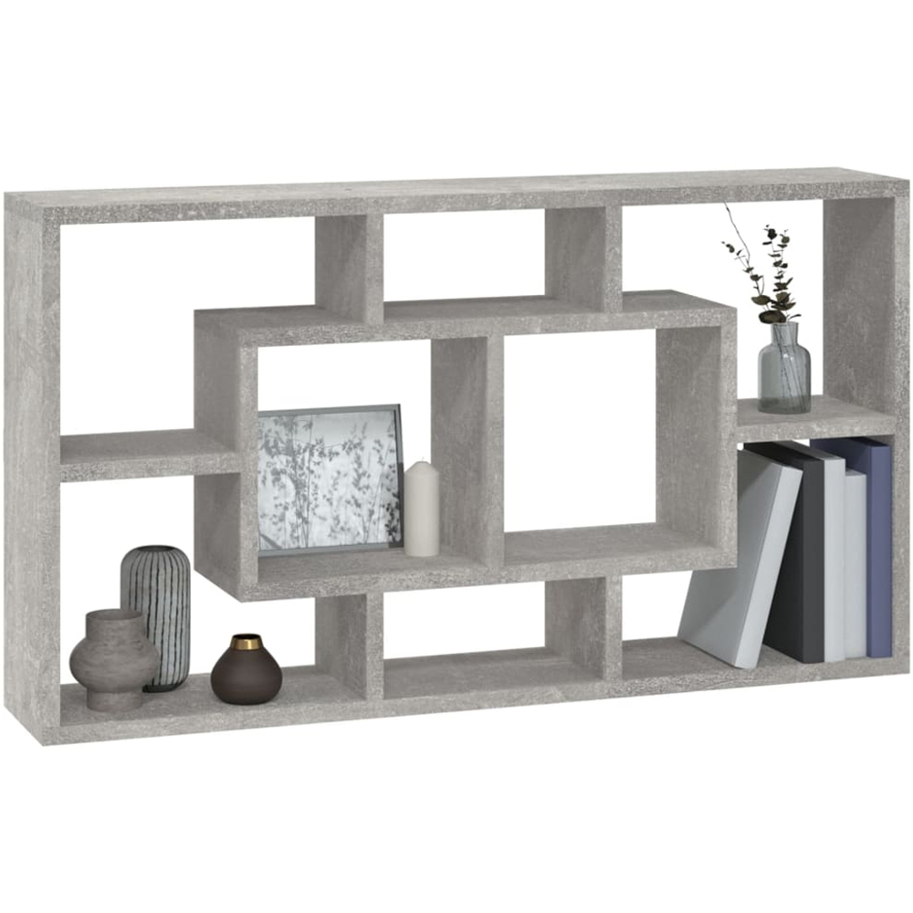 vidaXL 8 Compartment Concrete Grey Wall Shelf Image 2