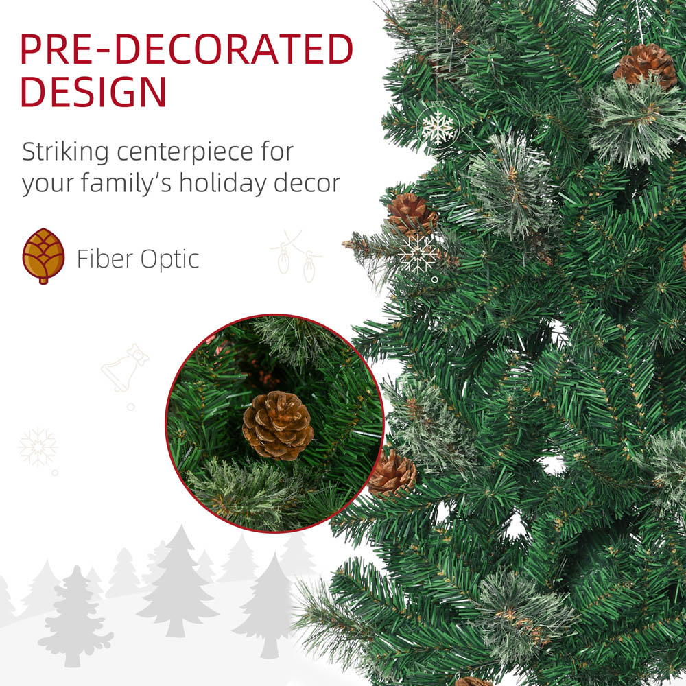 Everglow Pencil Slim Green Artificial Christmas Tree with Pine Cones 6.5ft Image 6