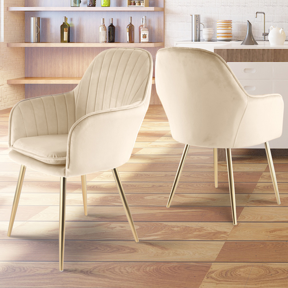 Pair of Muse Accent Chairs in Velvet Upholstery - Champagne Image 1