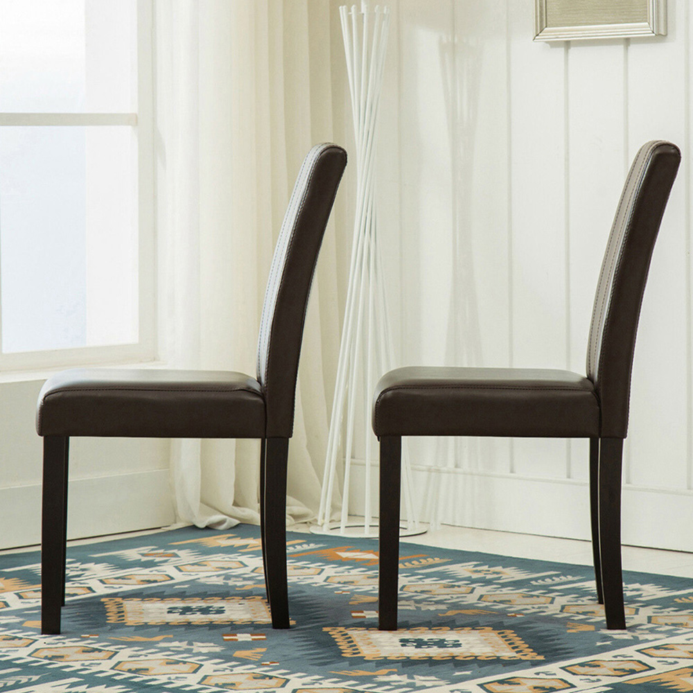 Set of 2 Brown Faux Leather Dining Chair Image 2
