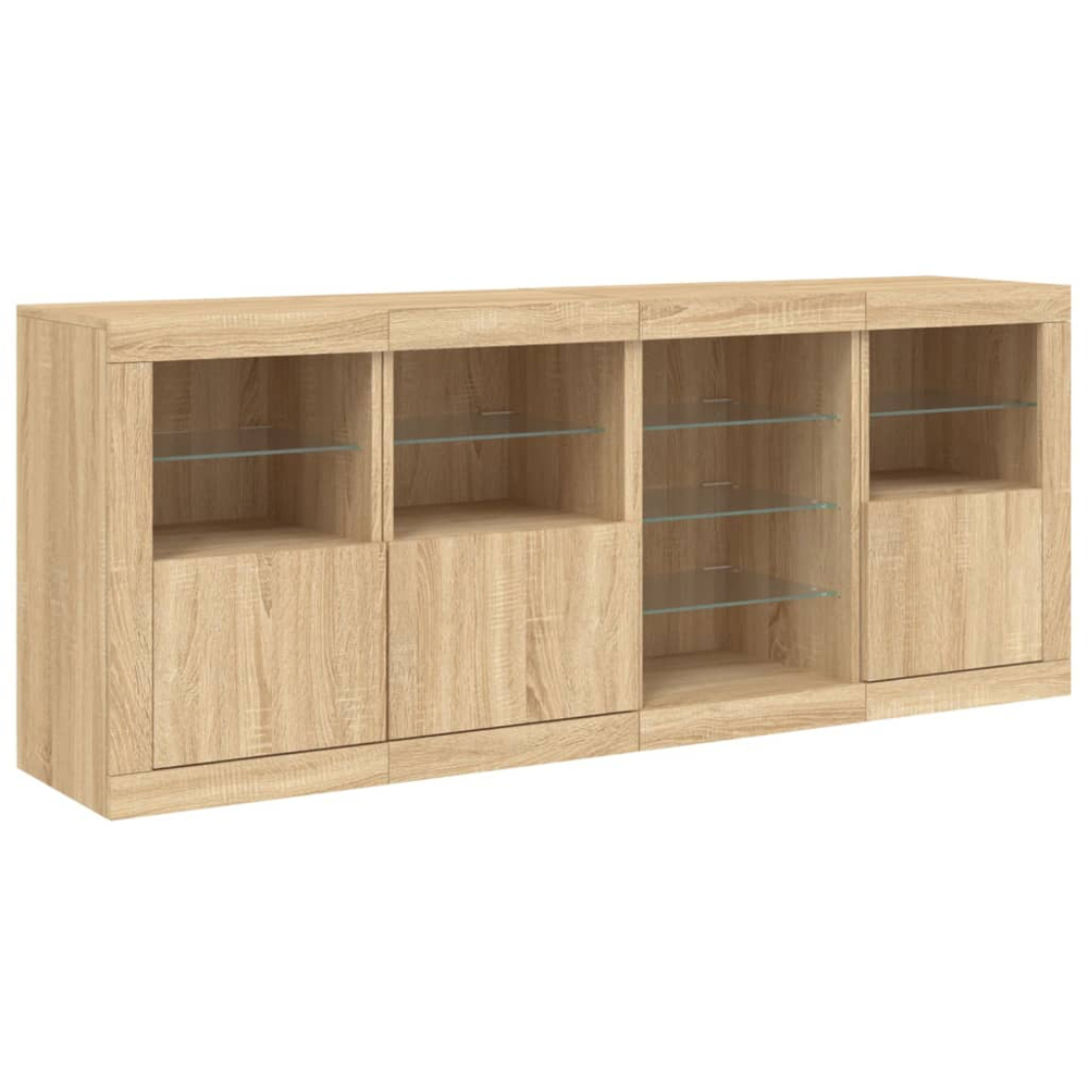 vidaXL 3 Door 4 Shelf Sonoma Oak Sideboard with LED Lights Image 3