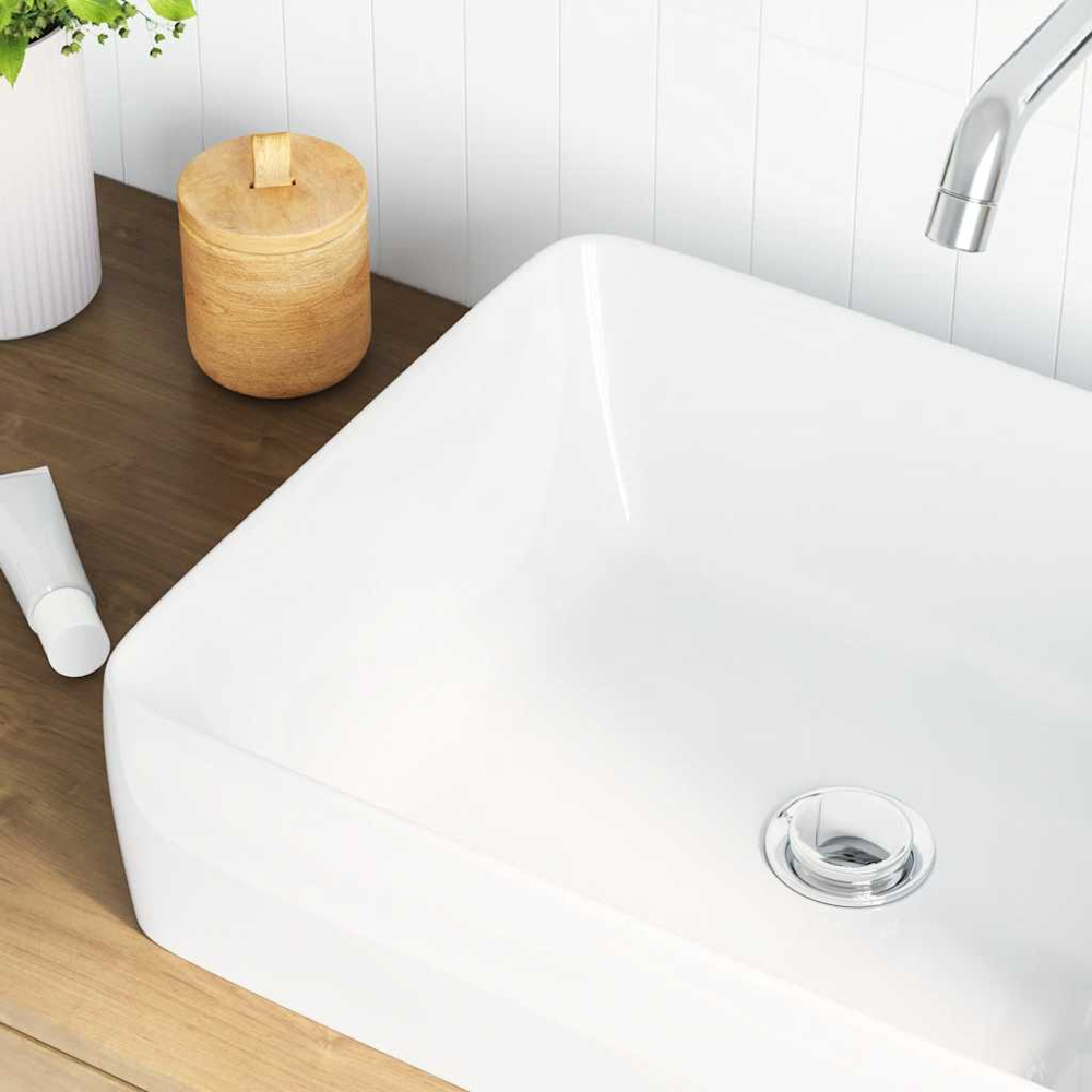 vidaXL White Ceramic Rectangular Wash Basin 130 x 370 x 480mm Image 3
