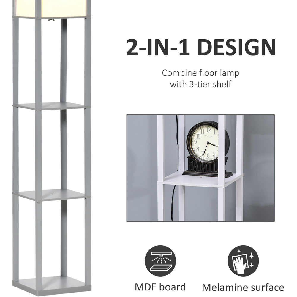 Portland 3 Shelf Grey Modern Floor Lamp Image 4