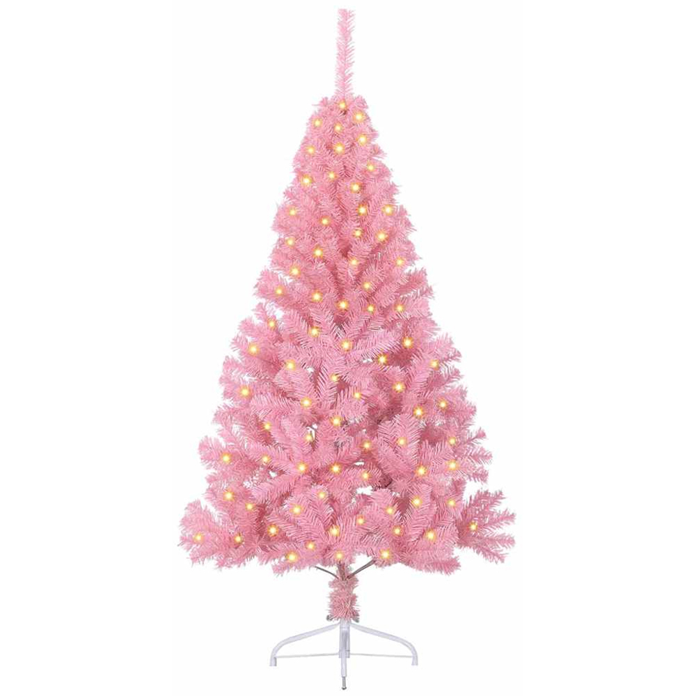vidaXL Pre-Lit Pink Artificial Christmas Tree 5ft Image 1