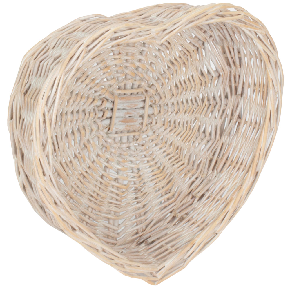 Red Hamper Small White Wash Heart Shaped Wicker Tray Image 1