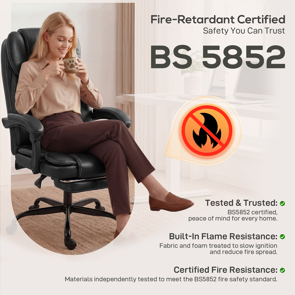 HOMCOM Black High Back Home Office Reclining Chair Image 8