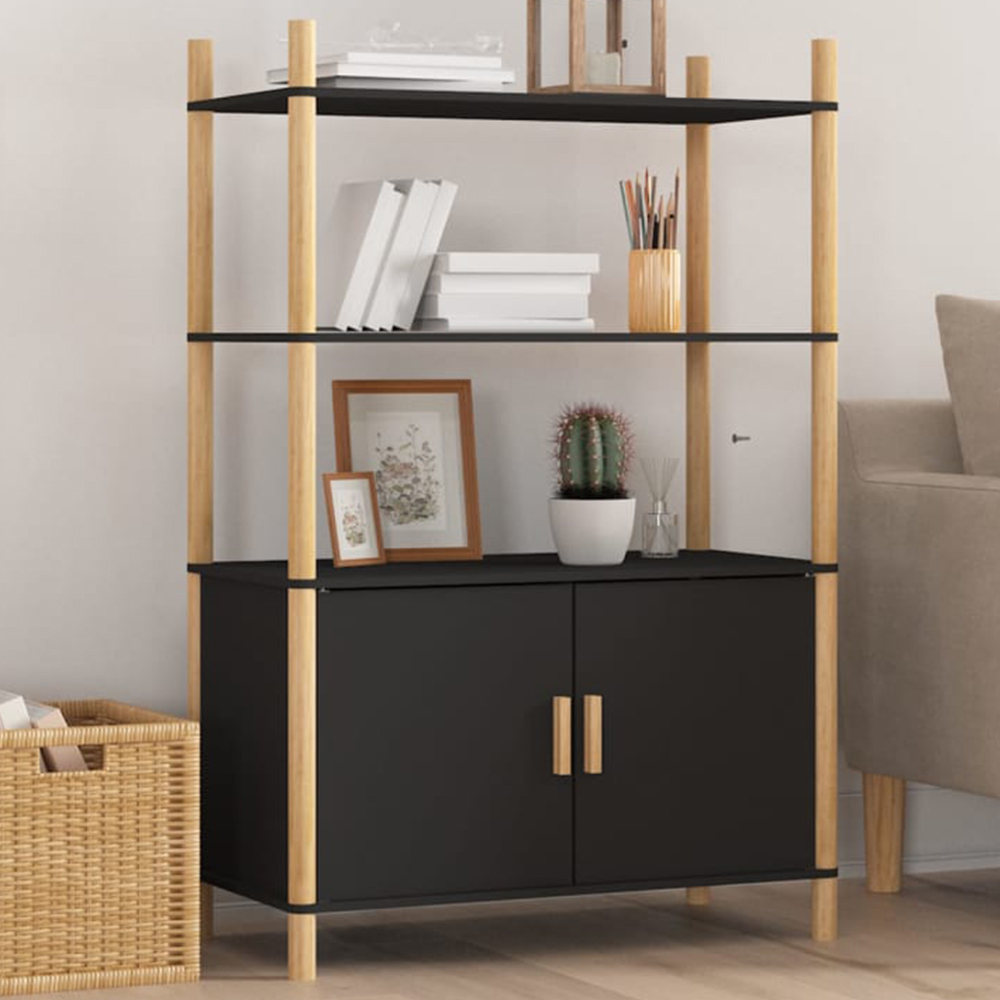 vidaXL 2 Door 3 Shelf Black Highboard Image 1