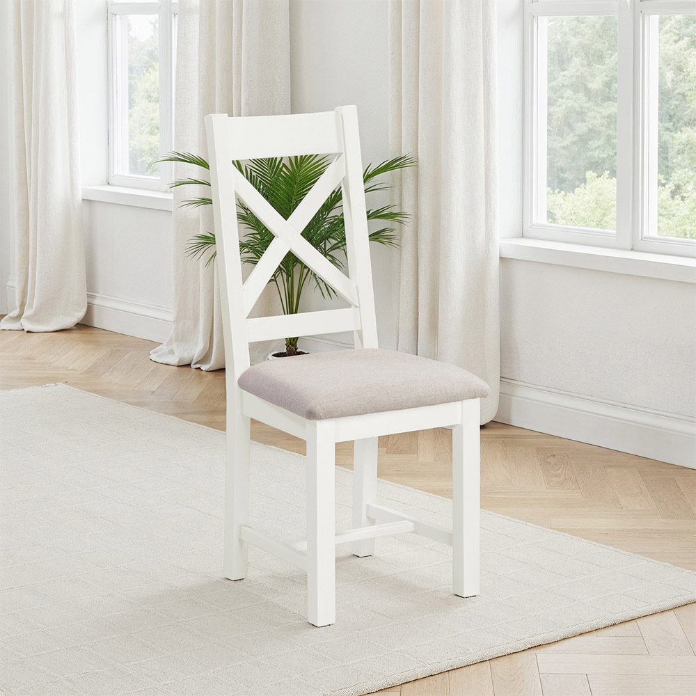 Seconique Windsor Sey of 2 Ivory and Oat Fabric Cross Back Dining Chair Image 7