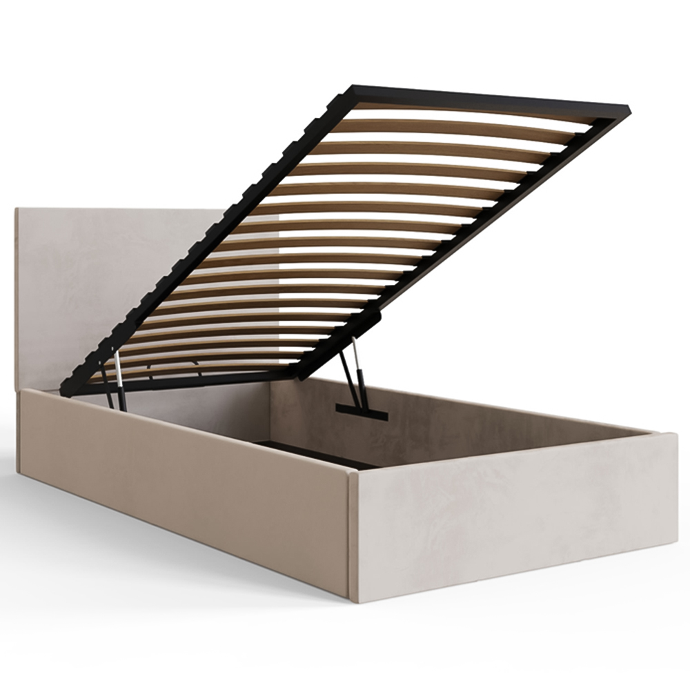 GFW Single Natural Velvet End Lift Ottoman Bed Image 6