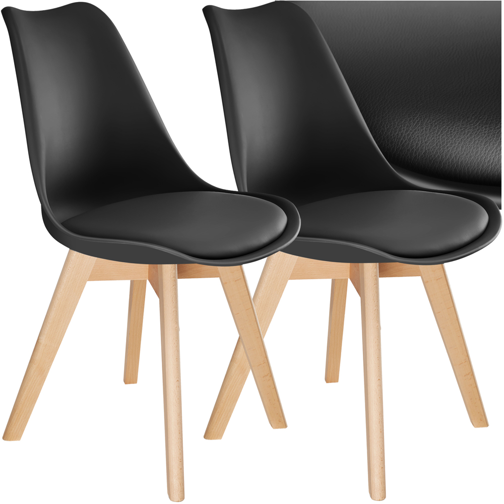 tectake Frederikke Set of 2 Black Ergonomic Dining Chair Image 2