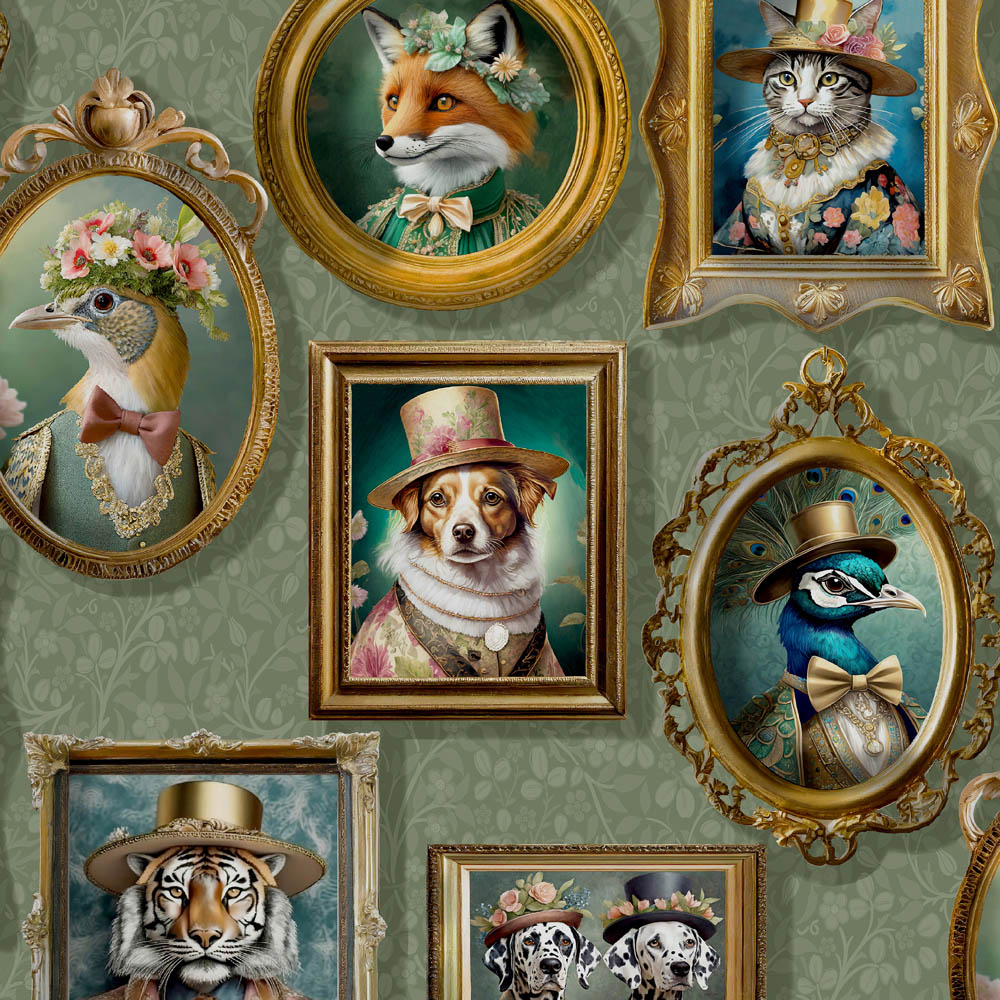 Holden Decor Regal Beasts Sage Wallpaper Image 1