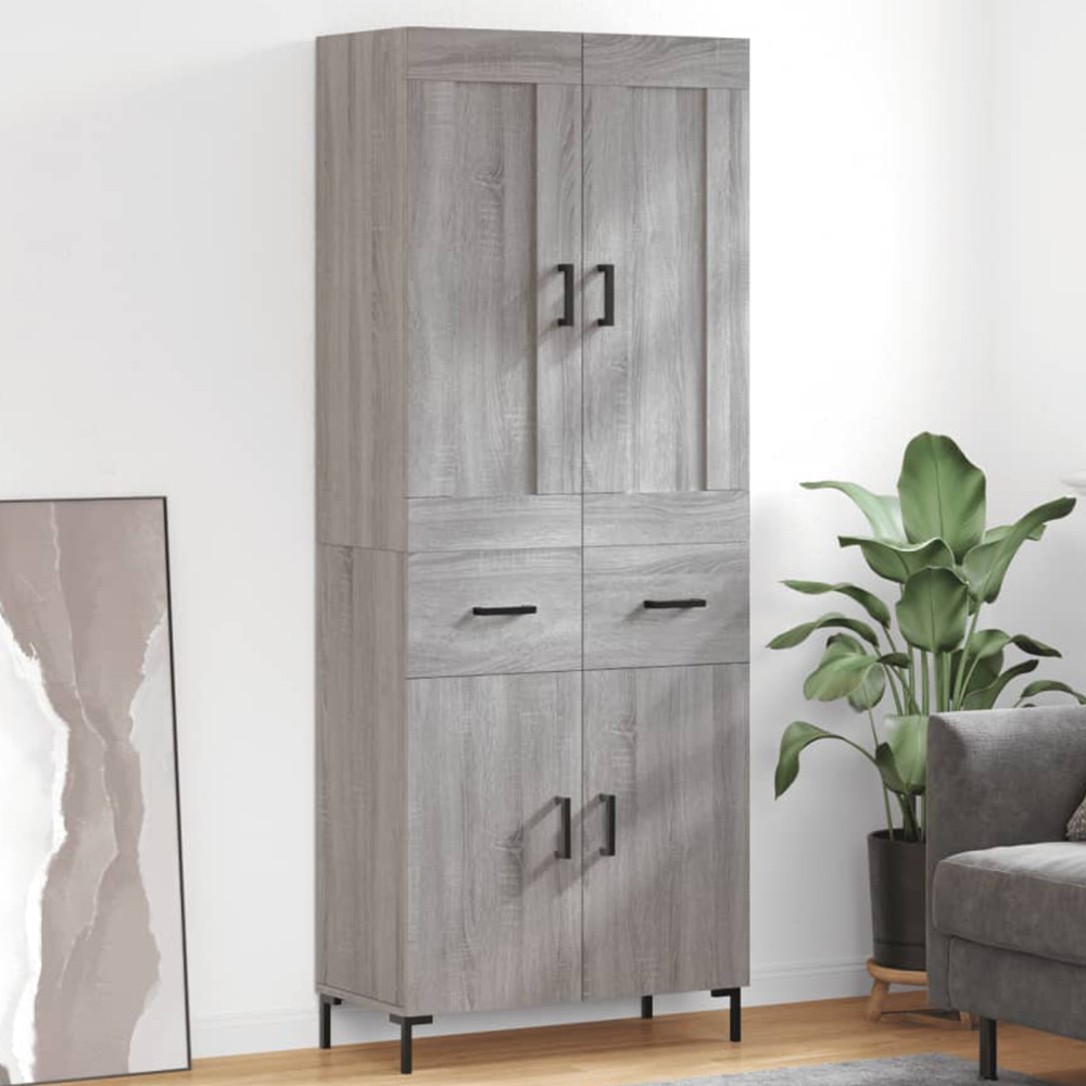 vidaXL 4 Door 2 Drawer Grey Sonoma Highboard Image 1