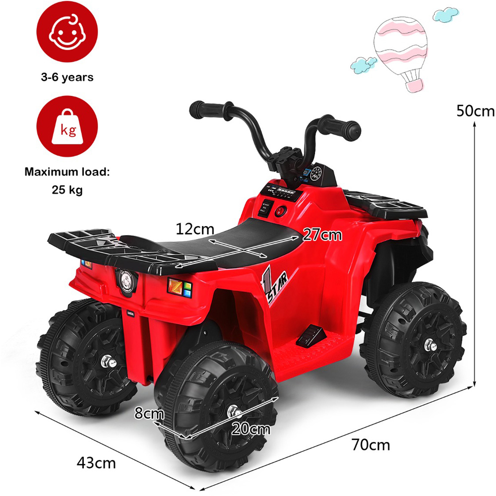 Costway Kids Red All Terrain Electric Quad Bike with MP3 Image 7