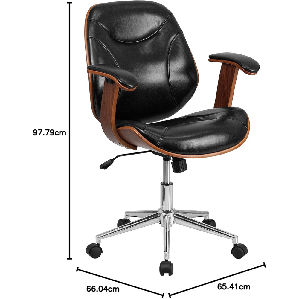 FWStyle Black and Walnut Faux Leather Office Chair Image 6