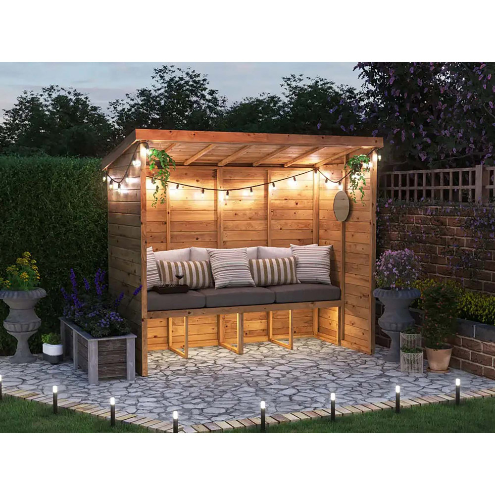 Dunster House Apocallipo 3 Seater 8 x 4ft Brown Pent Garden Arbour Image 4