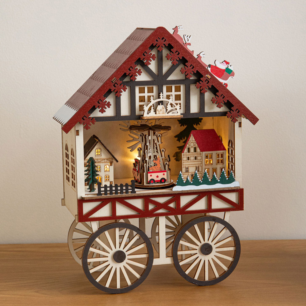 Samuel Alexander LED Wooden Christmas Carriage Musical Scene 27cm Image 2