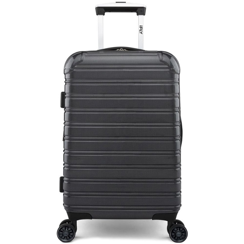 iFLY Small Jet Black Fibertech Hard Shell Spinner Travel Suitcase Image 1