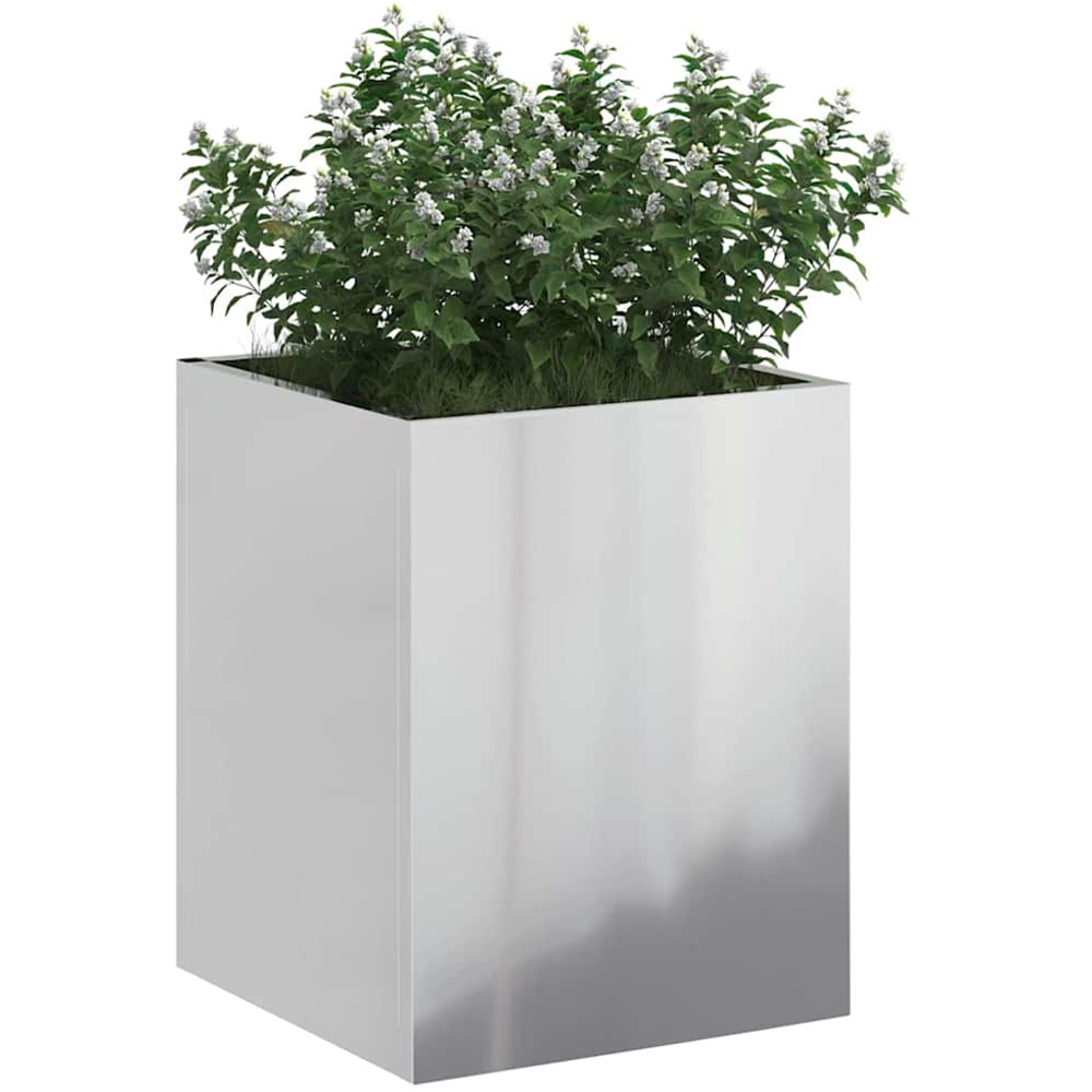 vidaXL Silver Galvanised Steel Garden Planter 40 x 32 x 32cm Image 3