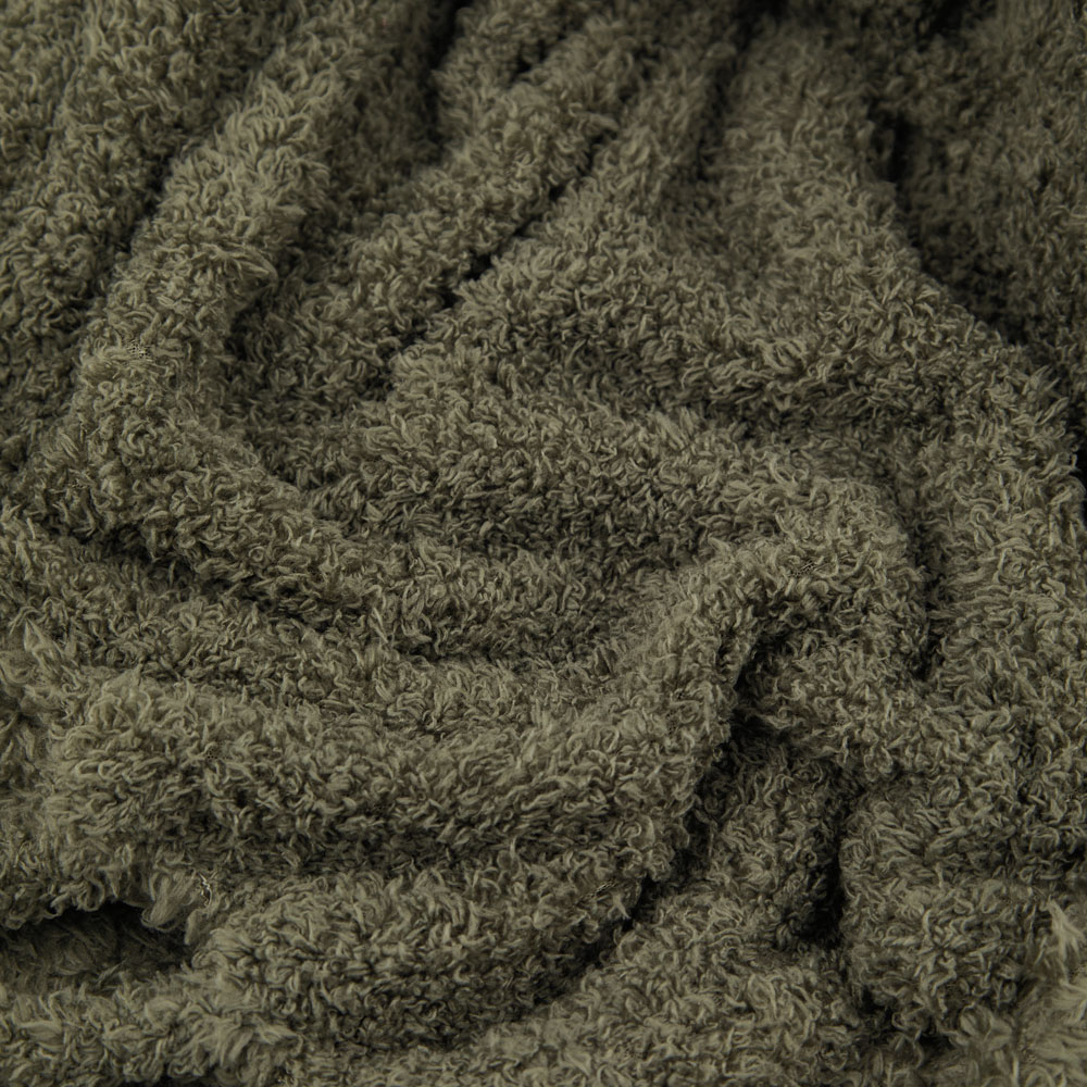 Furn Harlan Borg Olive Sherpa Tasselled Throw 140 x 180cm Image 2