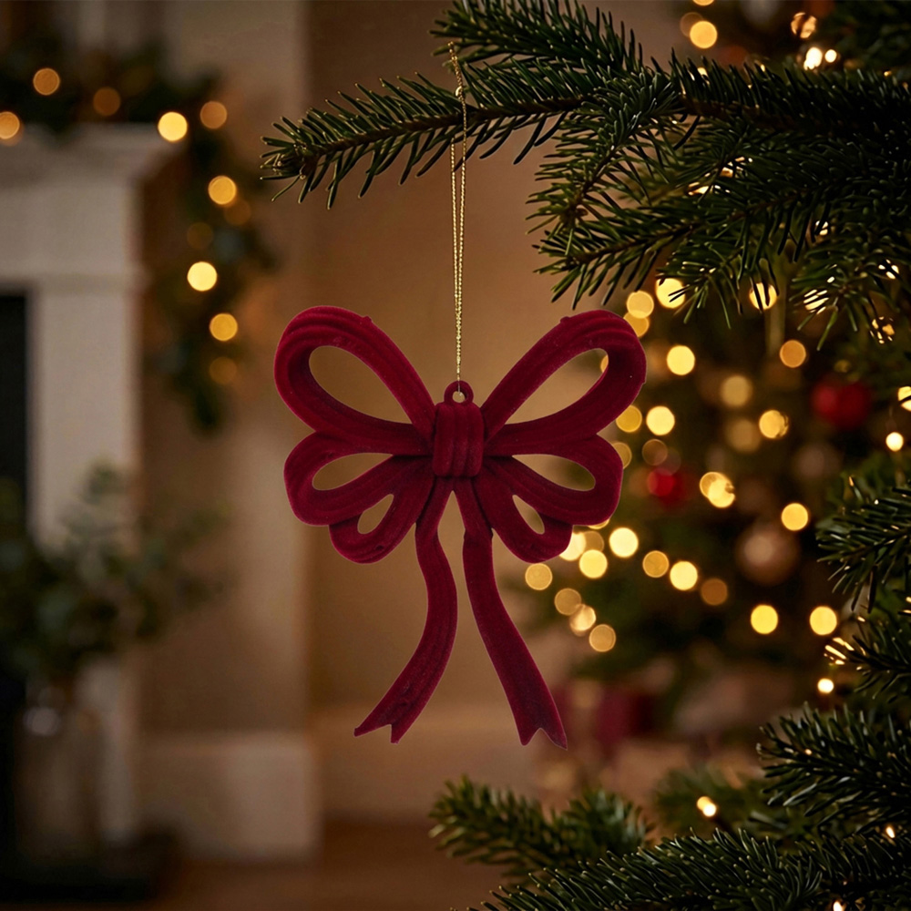 Set of 4 Flocked Bows Image 3