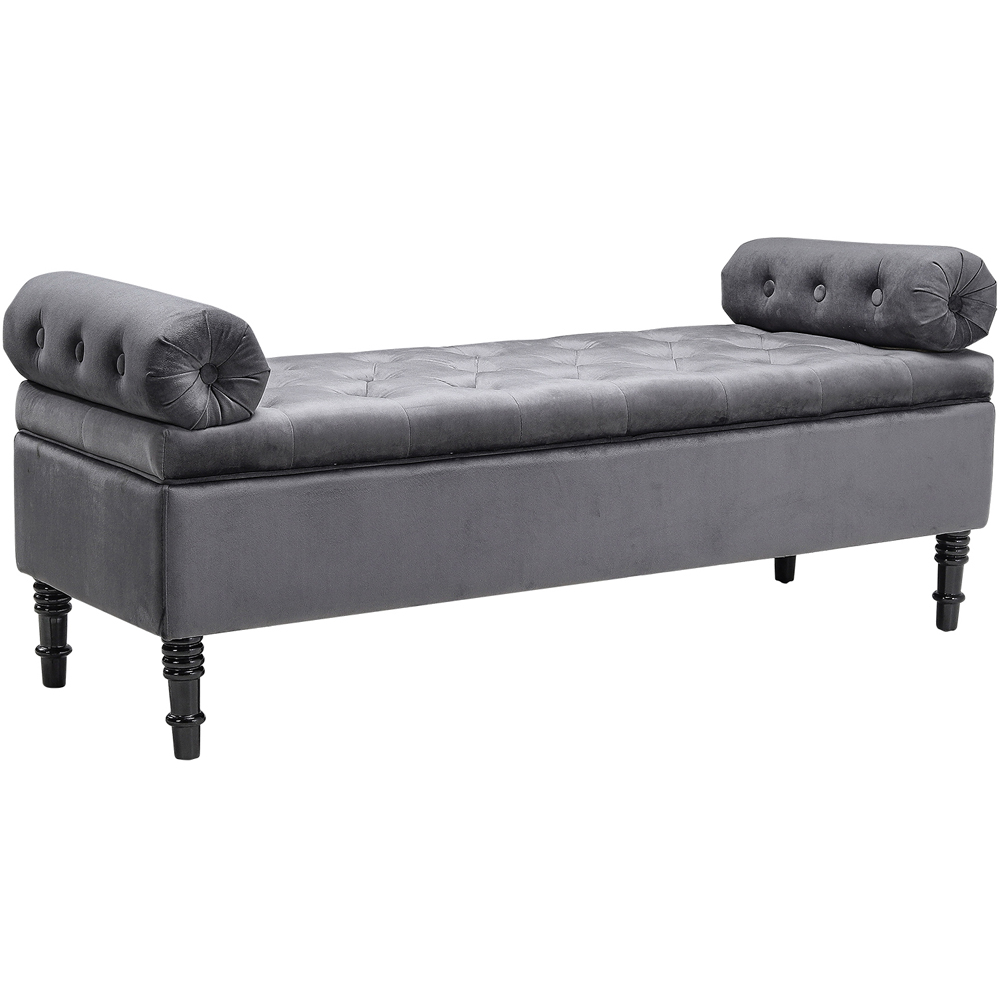 Living and Home Grey Upholstered Flip Top Storage Bench with Side Arms Image 2