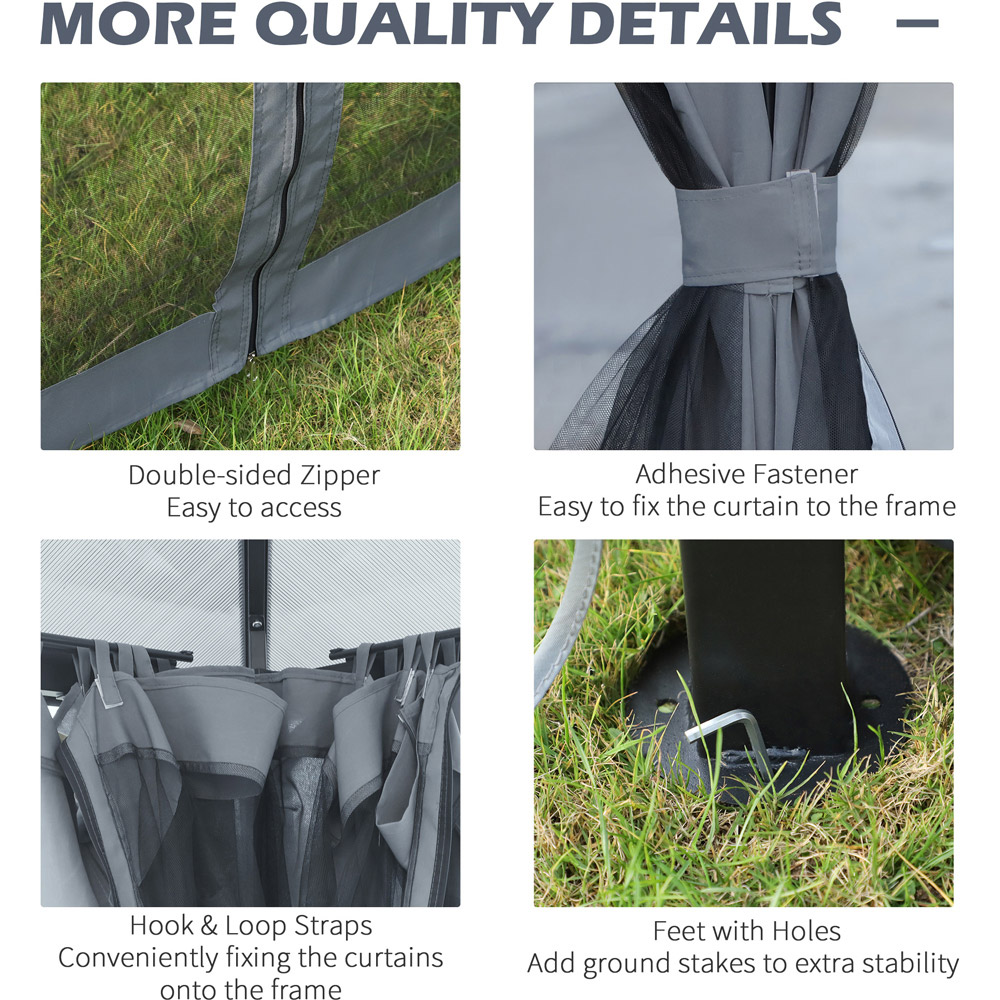 Outsunny 3 x 3.6m Grey Aluminium Frame Gazebo with Side Panels Image 5