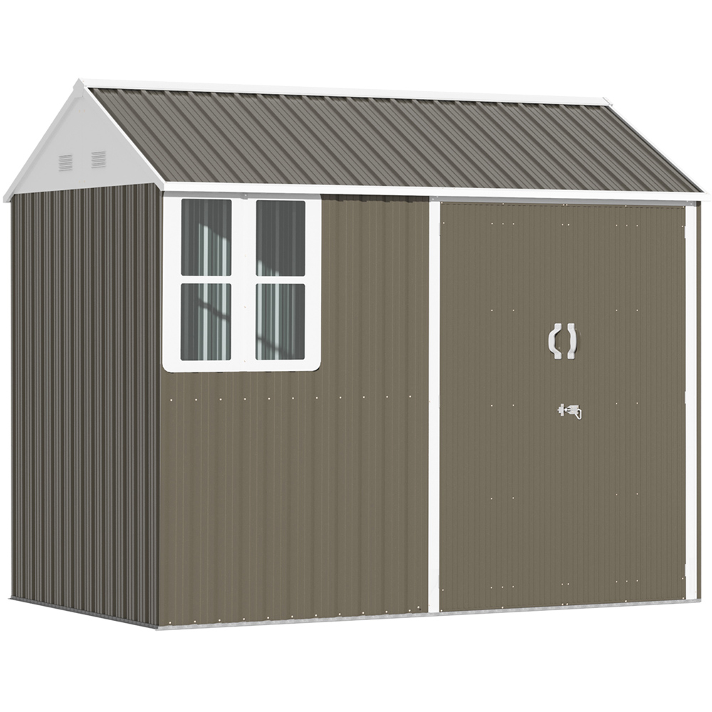 Outsunny 8 x 6ft Grey Double Door Steel Garden Shed Image 1