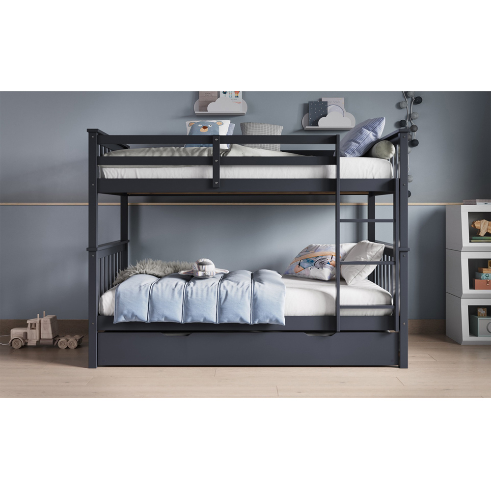 Flair Wooden Grey Zoom Bunk Bed with Trundle Image 6