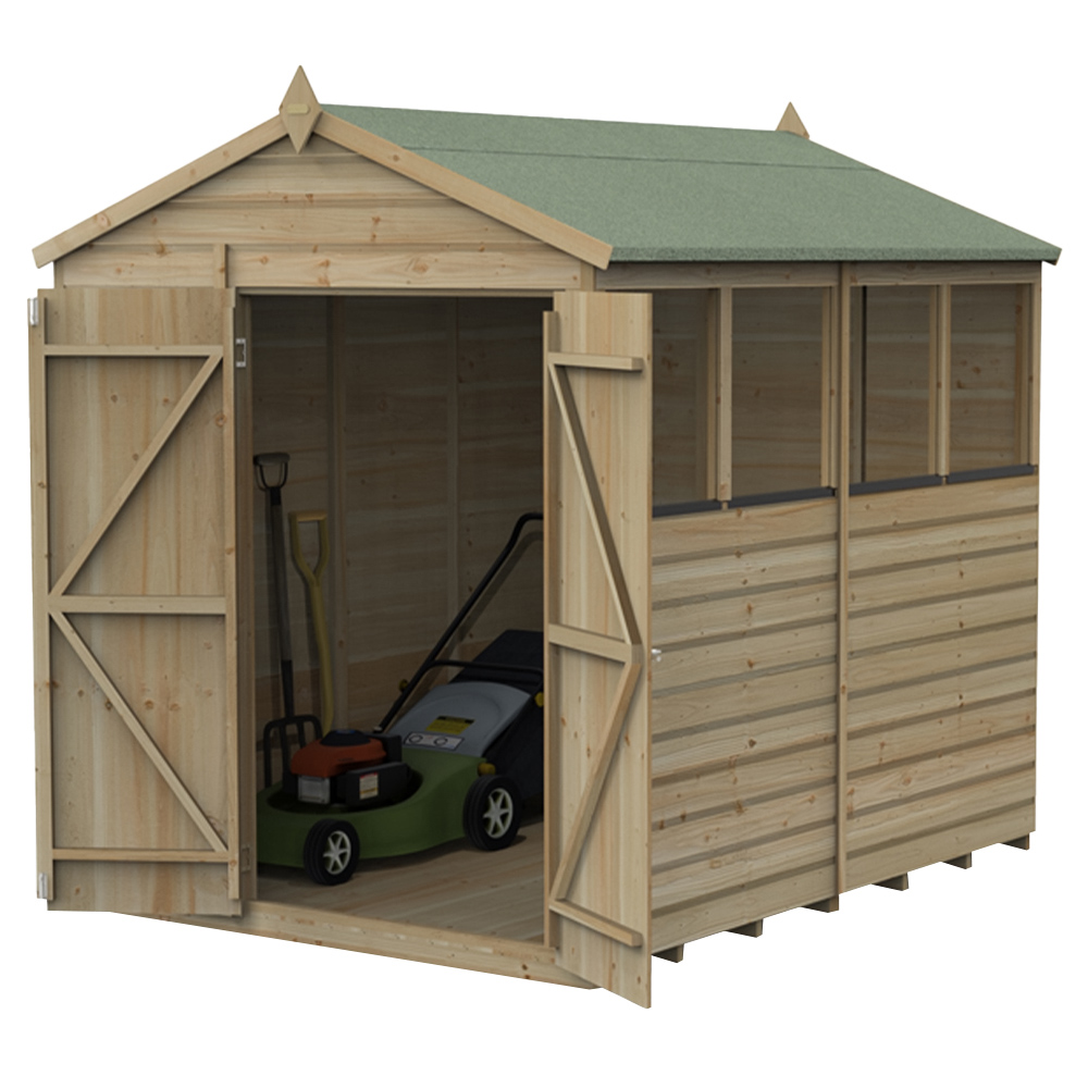 Forest Garden 6 x4ft Beckwood Double Door 4 Window Apex Shed Image 1