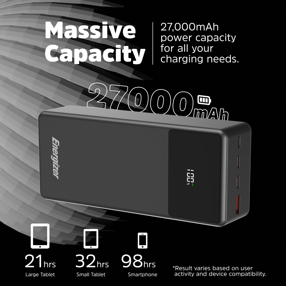 Energizer Black USB-C Notebook PD Power Bank 65W 27000mAh Image 3