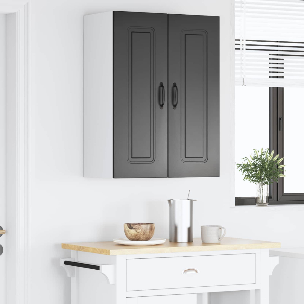 vidaXL Kalmar Single Door Black Wall Kitchen Cabinet 2 Pack Image 9