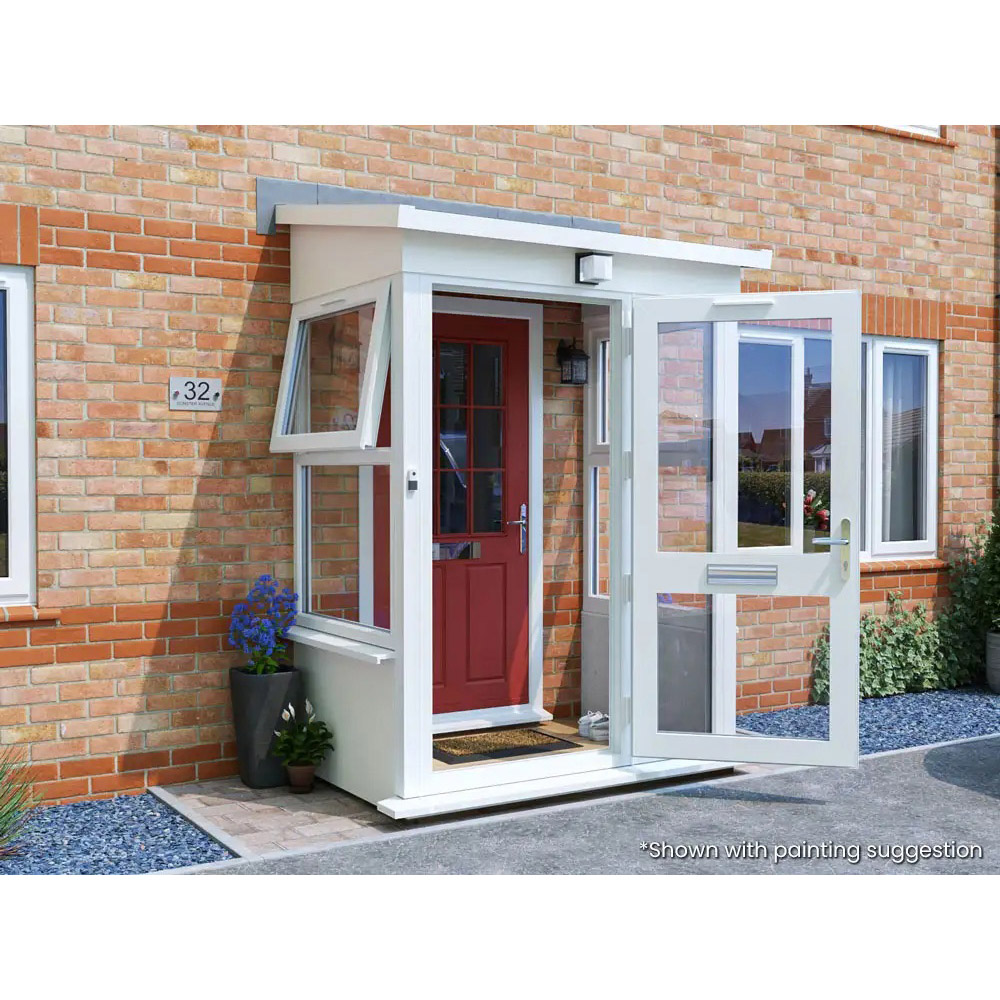 Dunster House Composite AddPorch White uPVC Superfelt Right Hand Door and Windows 1500 x 1000mm Image 4