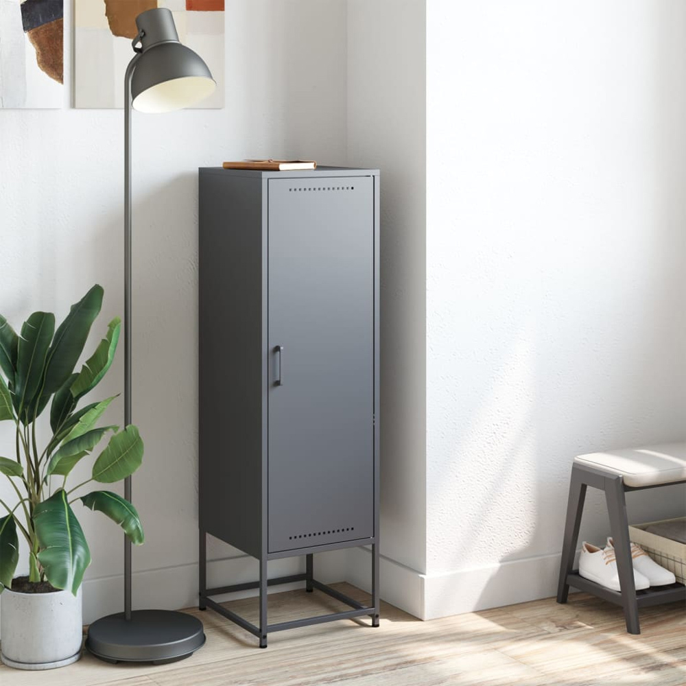 vidaXL Single Door Anthracite Steel Highboard Image 9