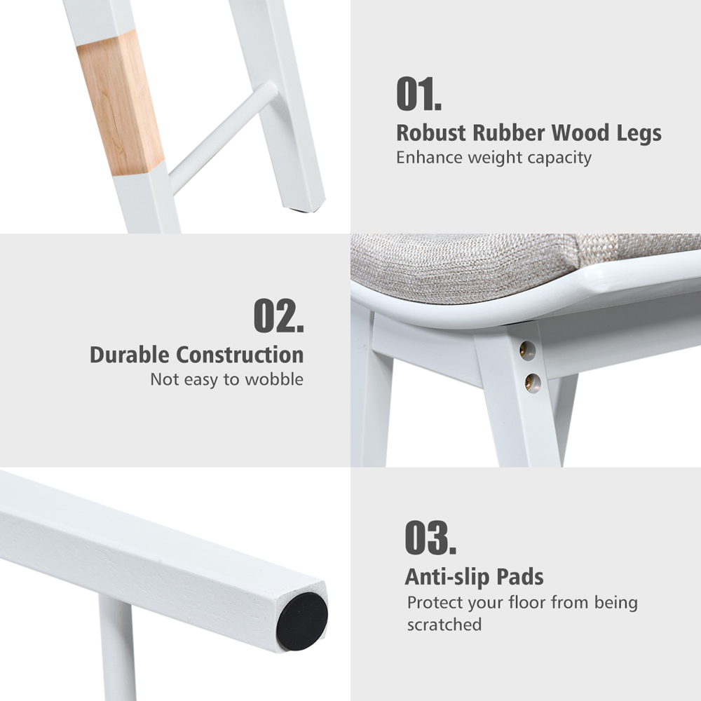Costway White Dressing Table Stool Image 6