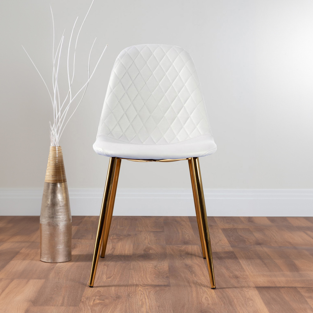 Furniturebox Tavolo Solara 6 Seater Dining Set White and Gold Image 3