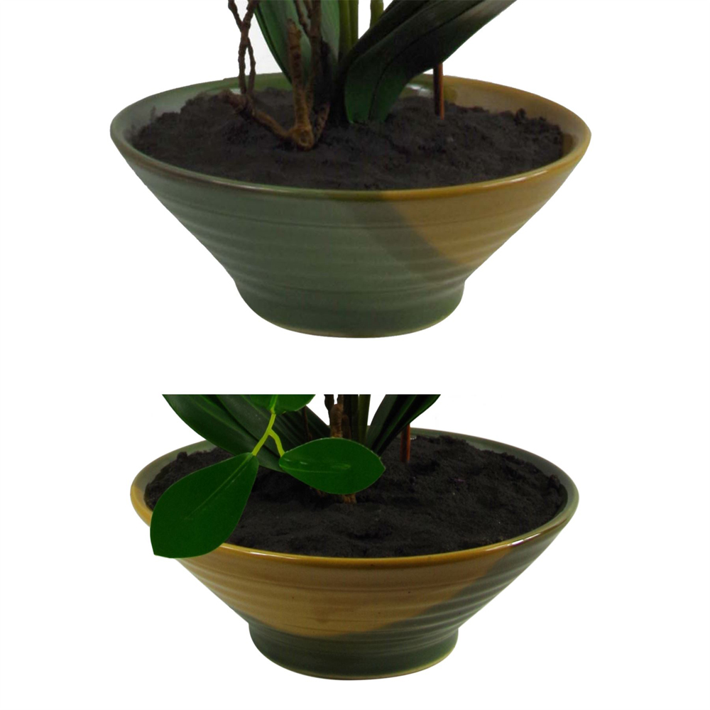 Leaf Light Pink Artificial Orchid in Glazed Planter 2.13ft Image 4