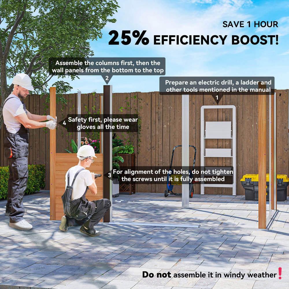 Outsunny 9.1 x 6.4ft Wood Effect Garden Shed with Sliding Door Image 4