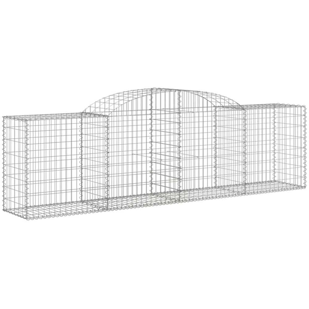 vidaXL Silver Galvanised Iron Arched Gabion Basket 300 x 50 x 80/100cm 3 Pack Image 1