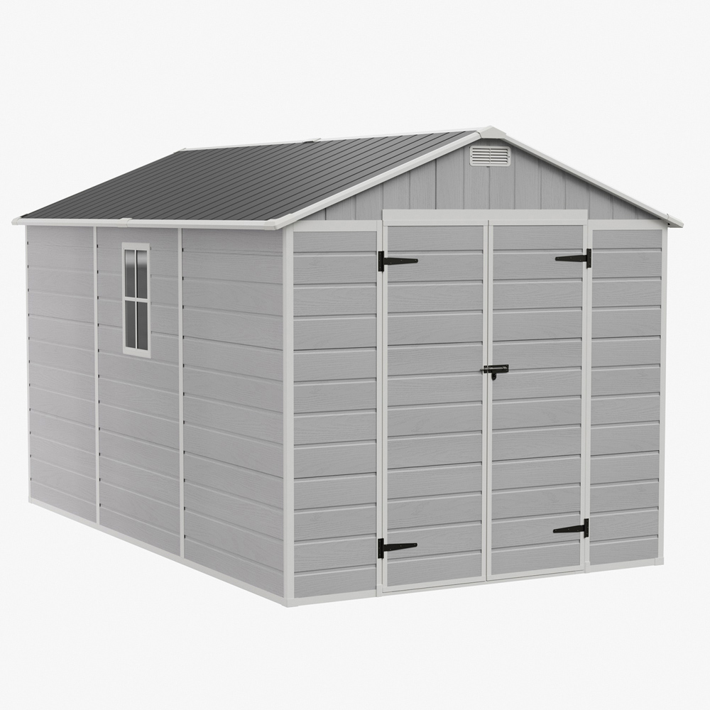 Living and Home 8 x 12ft Smokey Grey Wood Grain Apex Storage Shed Image 2