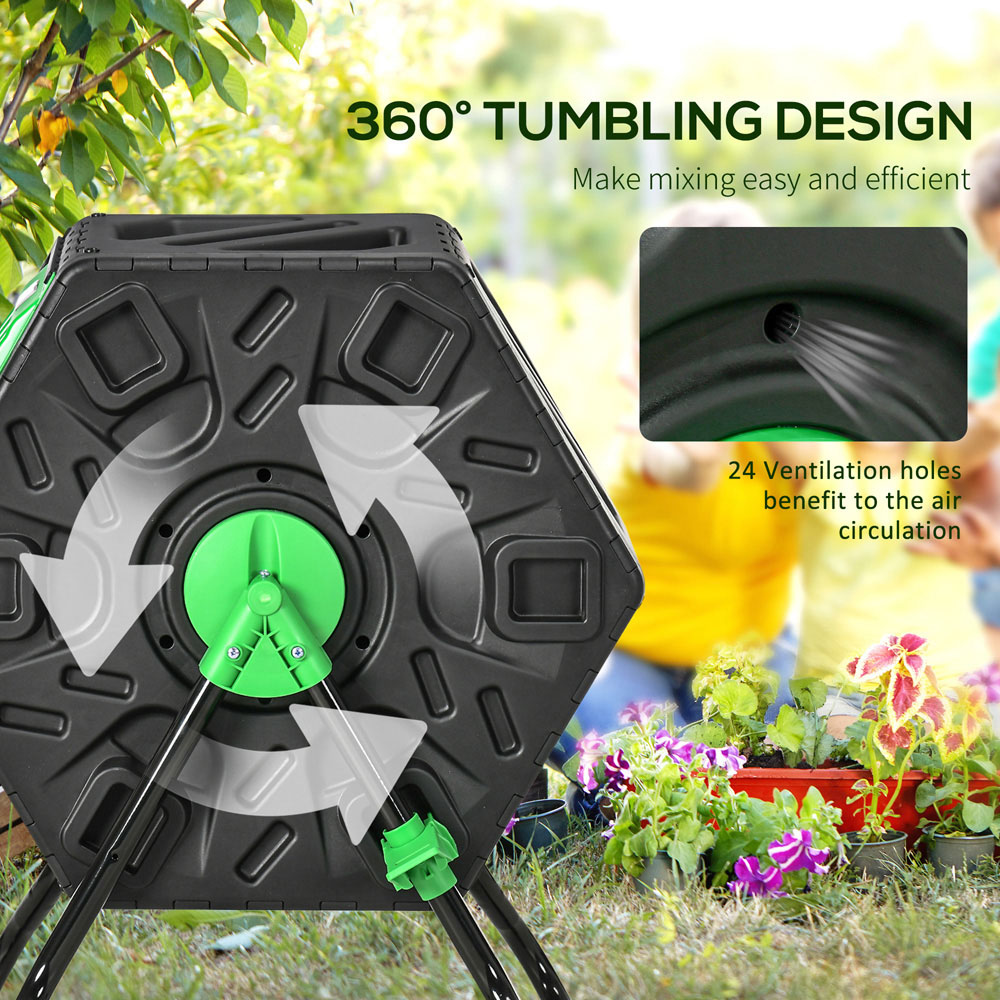Outsunny 65L Black Steel Garden Compost Bin Image 5