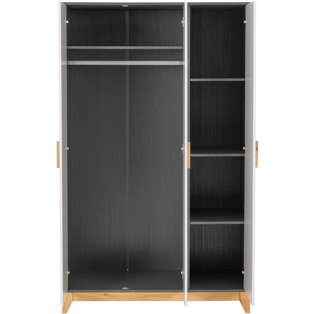 Seconique Cleveland 3 Door White and Grey Metal Effect Wardrobe Image 4
