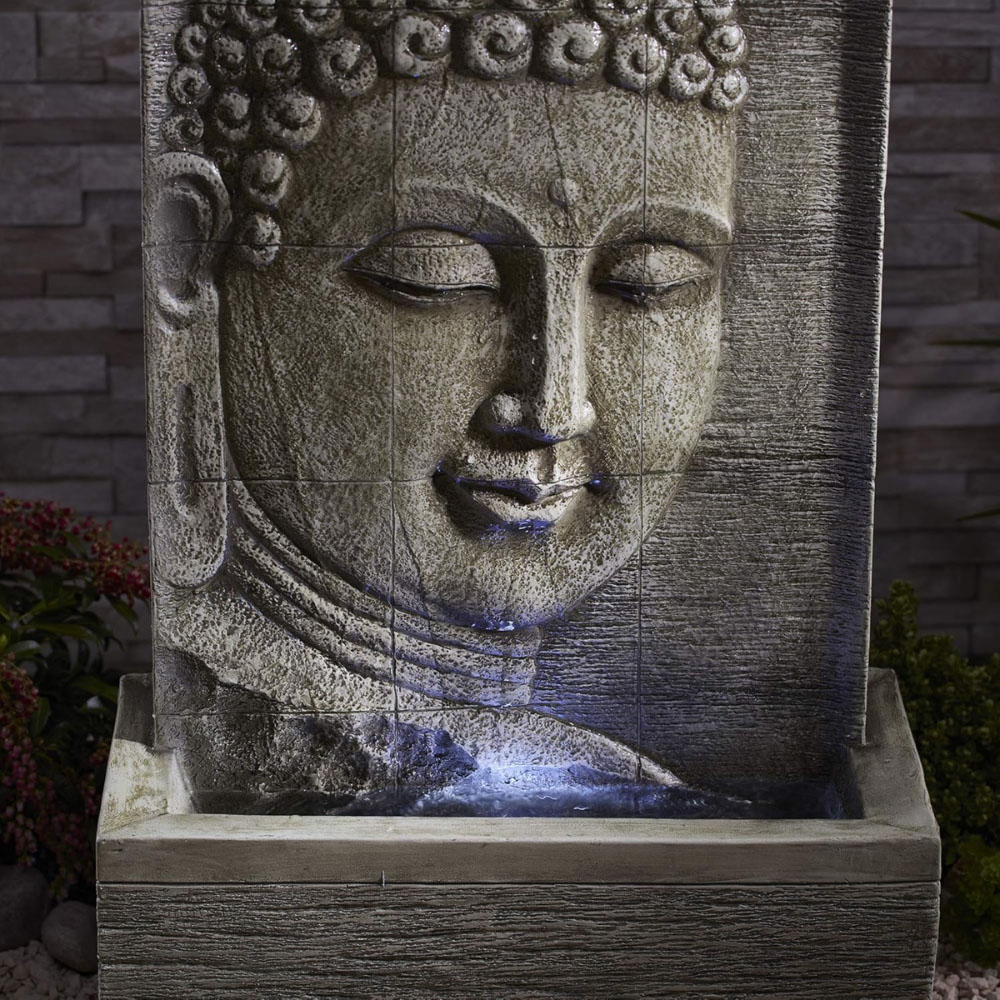Serenity Buddha Wall Mains Powered LED Water Feature Image 5