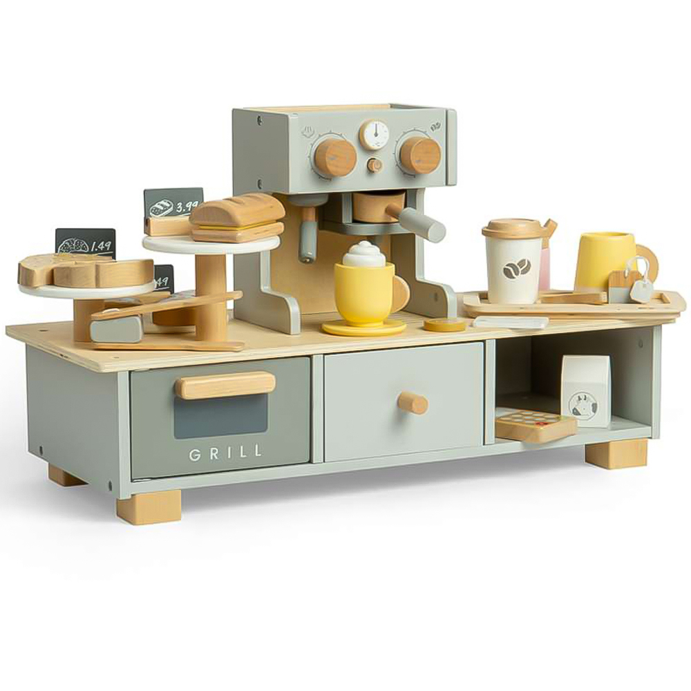 Bigjigs Toys Kids Wooden Coffee Shop Playset Image 2