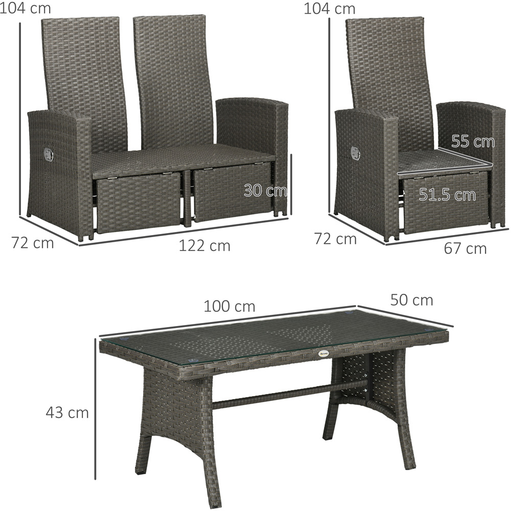 Outsunny 4 Seater Grey Rattan Sofa Lounge Set Image 6
